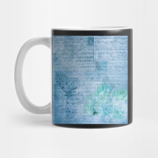 Blue & Teal Butterfly Old Love Letters Graphic Art Design Home Decor & Gifts Mug